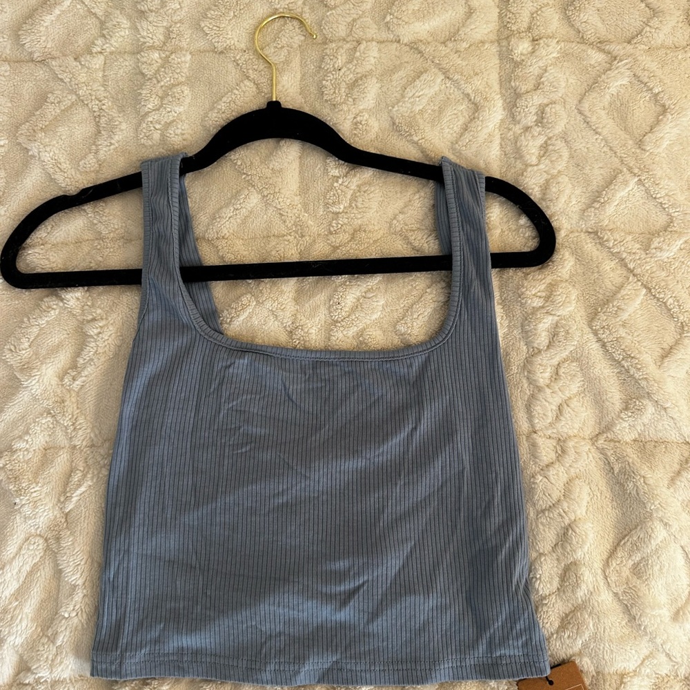 Blue Ribbed Women's Top
